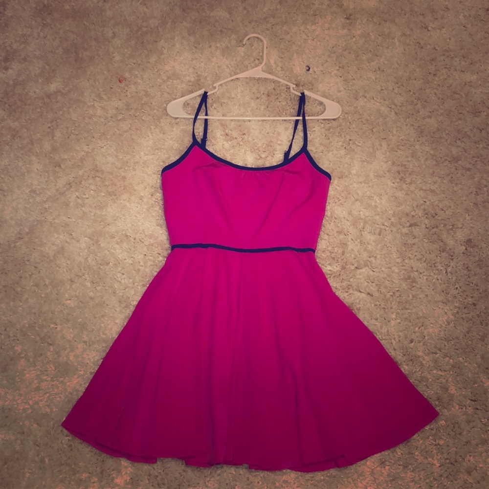 Amanda Uprichard Hot Pink and Navy Silk Dress